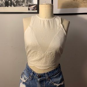White eyelet croptop
